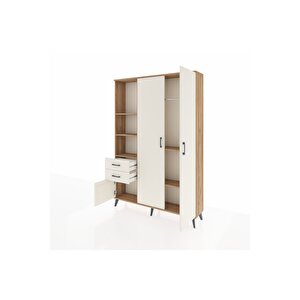 Arges Gardrop 5 Raflı 2 Çekmeceli Tek Askılı 132x30x195 Çam-aytaşı