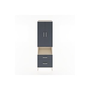 Hyperion Dolap 4 Raflı 2 Çekmeceli 2 Kapaklı 60x44x195 Aytaşı-antrasit