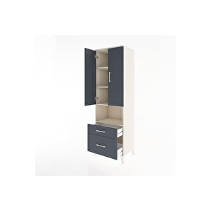 Hyperion Dolap 4 Raflı 2 Çekmeceli 2 Kapaklı 60x44x195 Aytaşı-antrasit