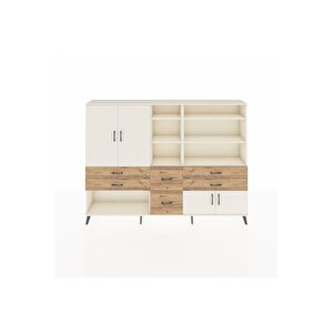 Arges Dolap 10 Raflı 6 Çekmeceli 4 Kapaklı 220x30x163 Aytaşı-aytaşı/çam