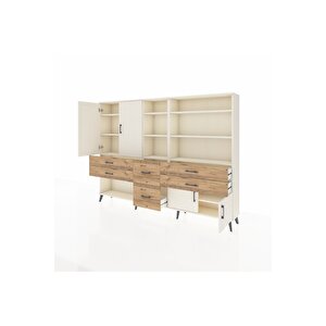 Arges Dolap 10 Raflı 6 Çekmeceli 4 Kapaklı 220x30x163 Aytaşı-aytaşı/çam