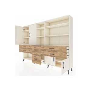 Arges Dolap 10 Raflı 6 Çekmeceli 4 Kapaklı 220x30x163 Aytaşı-aytaşı/çam