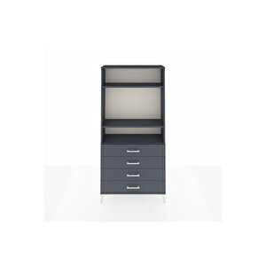 Arges Dolap 3 Raflı 4 Çekmeceli 88x30x182 Antrasit-antrasit