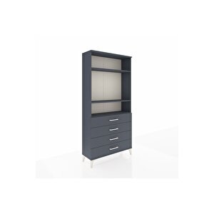 Arges Dolap 3 Raflı 4 Çekmeceli 88x30x182 Antrasit-antrasit