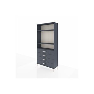 Arges Dolap 3 Raflı 4 Çekmeceli 88x30x182 Antrasit-antrasit