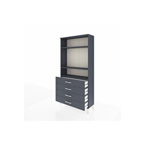 Arges Dolap 3 Raflı 4 Çekmeceli 88x30x182 Antrasit-antrasit