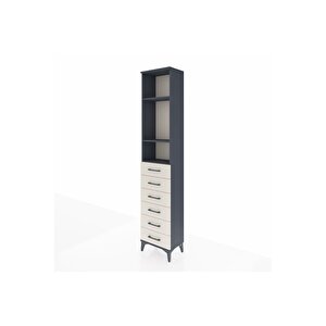 Arges Dolap 3 Raflı 6 Çekmeceli 44x30x221 Antrasit-aytaşı