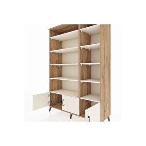 Hyperion Gardrop 10 Raflı 3 Kapaklı 132x44x195 Çam-aytaşı