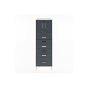 Hyperion Dolap Tek Raflı 7 Çekmeceli 2 Kapaklı 60x44x182 Aytaşı-antrasit