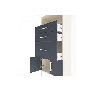 Arges Dolap Tek Raflı 3 Çekmeceli 2 Kapaklı 60x30x134 Aytaşı-antrasit