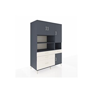 Kronos Dolap 9 Raflı 4 Çekmeceli 4 Kapaklı 132x59x195 Antrasit-antrasit/aytaşı