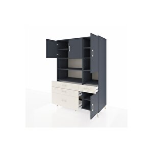 Kronos Dolap 9 Raflı 4 Çekmeceli 4 Kapaklı 132x59x195 Antrasit-antrasit/aytaşı