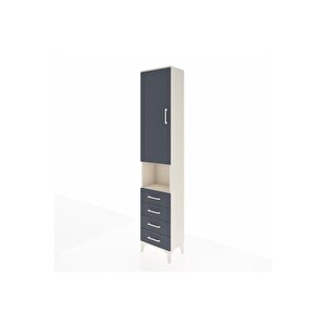 Arges Dolap 3 Raflı 4 Çekmeceli Tek Askılı 44x30x221 Aytaşı-antrasit