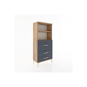 Hyperion Dolap 2 Raflı 3 Çekmeceli 60x44x134 Çam-antrasit