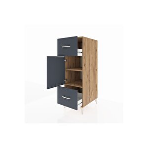 Kronos Dolap 2 Raflı 2 Çekmeceli Tek Kapaklı 44x59x134 Çam-antrasit