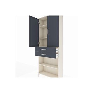 Arges Dolap 4 Raflı 2 Çekmeceli 2 Kapaklı 88x30x221 Aytaşı-antrasit