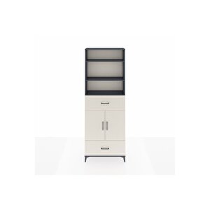Arges Dolap 5 Raflı 2 Çekmeceli 2 Kapaklı 88x30x243 Antrasit-aytaşı