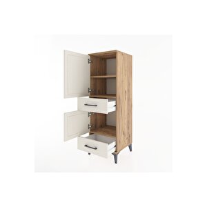 Hyperion Dolap 3 Raflı 2 Çekmeceli 2 Kapaklı 44x44x134 Çam-aytaşı