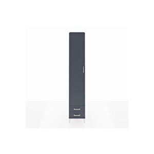 Hyperion Dolap 4 Raflı 2 Çekmeceli Tek Askılı 44x44x243 Antrasit-antrasit