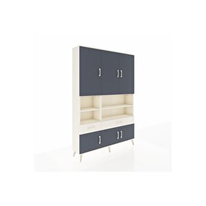 Arges Dolap 8 Raflı 2 Çekmeceli 6 Kapaklı 132x30x195 Aytaşı-antrasit/aytaşı