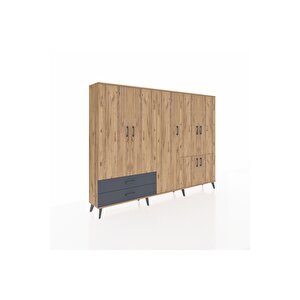Arges Dolap 12 Raflı 2 Çekmeceli 7 Kapaklı 220x30x163 Çam-çam/antrasit