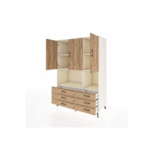 Kronos Dolap 6 Raflı 6 Çekmeceli 3 Kapaklı 132x59x195 Aytaşı-çam/çam