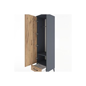 Hyperion Dolap 2 Raflı Tek Çekmeceli Tek Askılı 44x44x182 Antrasit-çam