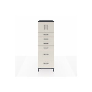 Kronos Dolap Tek Raflı 6 Çekmeceli 2 Kapaklı 60x59x182 Antrasit-aytaşı