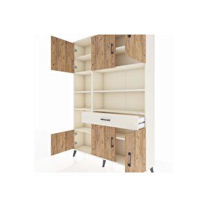 Arges Dolap 10 Raflı Tek Çekmeceli 6 Kapaklı 132x30x195 Aytaşı-çam/aytaşı