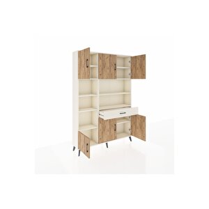 Arges Dolap 10 Raflı Tek Çekmeceli 6 Kapaklı 132x30x195 Aytaşı-çam/aytaşı