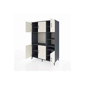 Kronos Dolap 10 Raflı 6 Kapaklı 132x59x195 Antrasit-aytaşı/antrasit