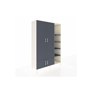 Hyperion Gardrop 6 Raflı 4 Kapaklı Tek Askılı 132x44x195 Aytaşı-antrasit