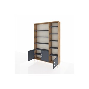 Arges Gardrop 10 Raflı 3 Kapaklı 132x30x195 Çam-antrasit