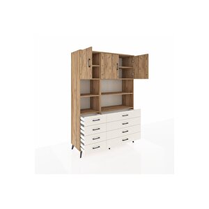 Hyperion Dolap 8 Raflı 8 Çekmeceli 3 Kapaklı 132x44x195 Çam-çam/aytaşı