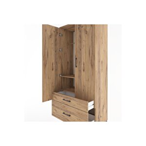 Hyperion Dolap 2 Raflı 2 Çekmeceli Tek Askılı 88x44x195 Çam-çam