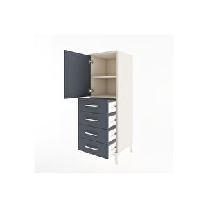 Hyperion Dolap 2 Raflı 4 Çekmeceli Tek Kapaklı 44x44x134 Aytaşı-antrasit