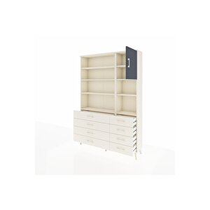 Arges Dolap 8 Raflı 8 Çekmeceli Tek Kapaklı  132x30x195 Aytaşı-antrasit/aytaşı