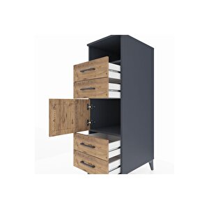 Kronos Dolap 2 Raflı 4 Çekmeceli Tek Kapaklı 44x59x134 Antrasit-çam