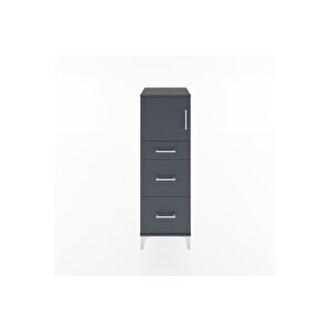 Hyperion Dolap Tek Raflı 3 Çekmeceli Tek Kapaklı 44x44x134 Antrasit-antrasit