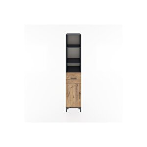 Hyperion Dolap 4 Raflı Tek Çekmeceli Tek Kapaklı 44x44x221 Antrasit-çam