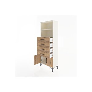 Arges Dolap 2 Raflı 4 Çekmeceli 2 Kapaklı 60x30x163 Aytaşı-çam