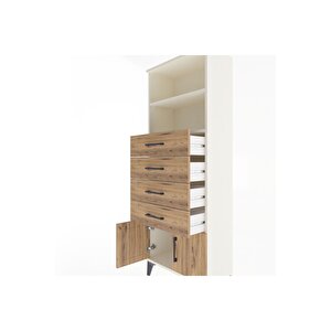 Arges Dolap 2 Raflı 4 Çekmeceli 2 Kapaklı 60x30x163 Aytaşı-çam