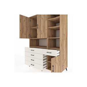 Kronos Dolap 8 Raflı 5 Çekmeceli 3 Kapaklı 132x59x195 Çam-çam/aytaşı