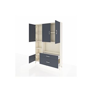 Arges Gardrop 7 Raflı 2 Çekmeceli 5 Kapaklı 132x30x195 Aytaşı-antrasit