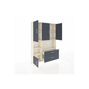 Arges Gardrop 7 Raflı 2 Çekmeceli 5 Kapaklı 132x30x195 Aytaşı-antrasit