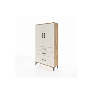 Arges Dolap Tek Raflı 3 Çekmeceli Tek Askılı 88x30x163 Çam-aytaşı
