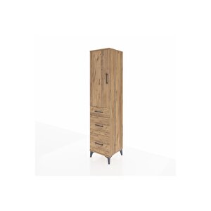 Hyperion Dolap Tek Raflı 3 Çekmeceli Tek Askılı 44x44x195 Çam-çam