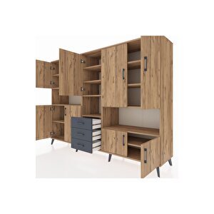 Hyperion Dolap 13 Raflı 3 Çekmeceli 9 Kapaklı 220x44x163 Çam-çam/antrasit