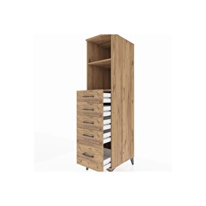 Kronos Dolap 2 Raflı 5 Çekmeceli 44x59x182 Çam-çam