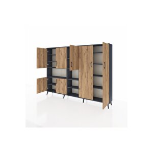 Arges Dolap 13 Raflı 7 Kapaklı 220x30x163 Antrasit-çam/antrasit